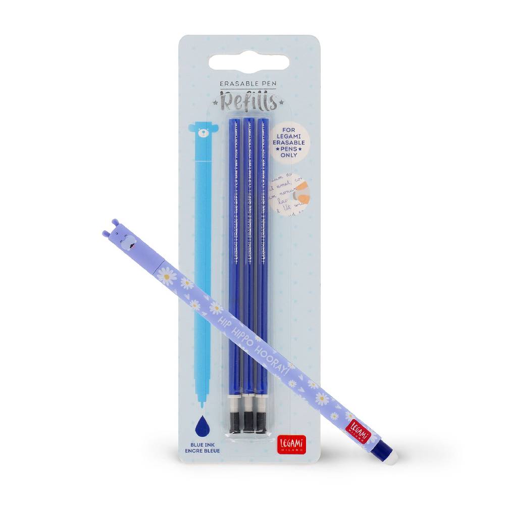 Legami Set Penna Cancellabile Hippo con Refill Blu Italia