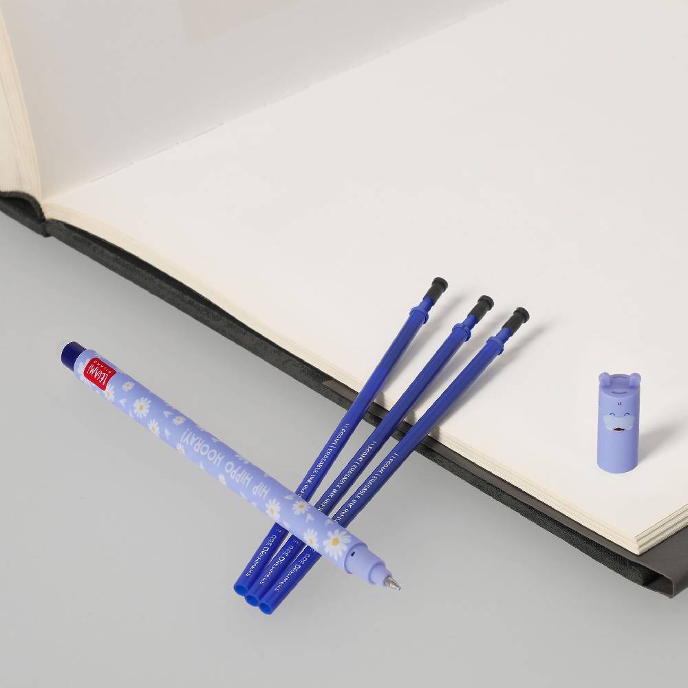 Legami Set Penna Cancellabile Hippo con Refill Blu Italia