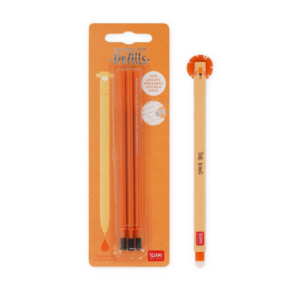 Legami Set Penna Cancellabile Lion con Refill Arancione