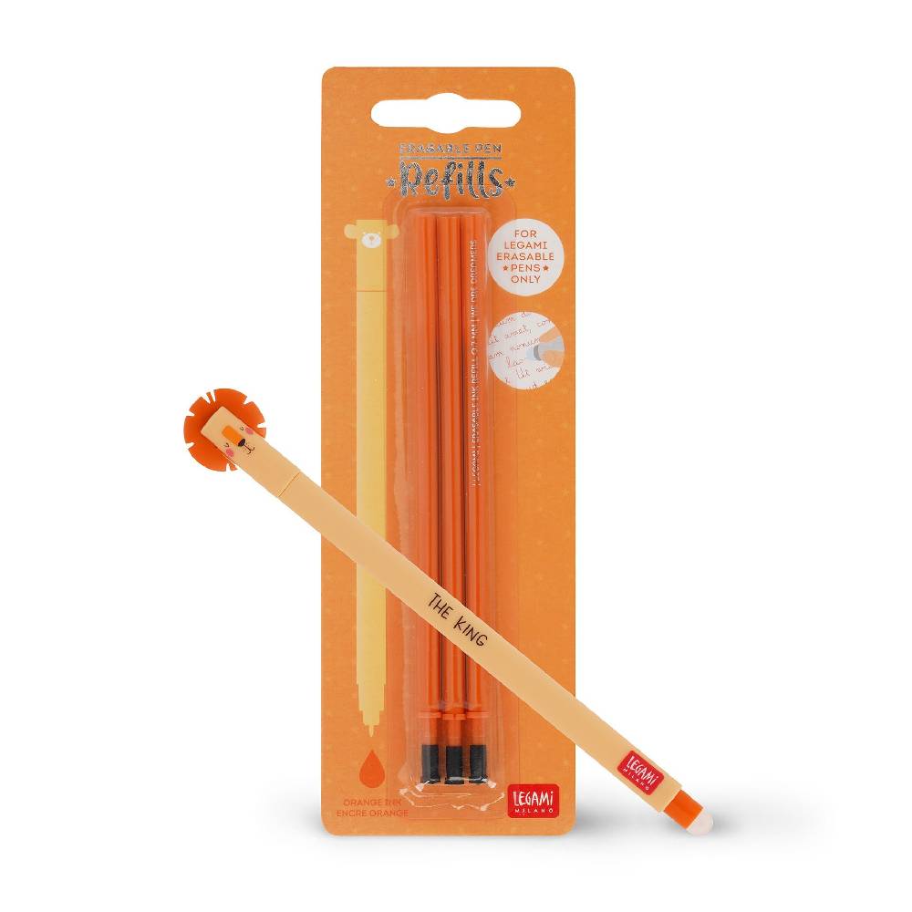 Legami Set Penna Cancellabile Lion con Refill Arancione Pezzi Unici