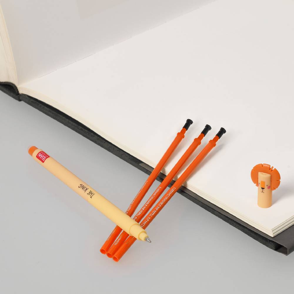 Legami Set Penna Cancellabile Lion con Refill Arancione Pezzi Unici
