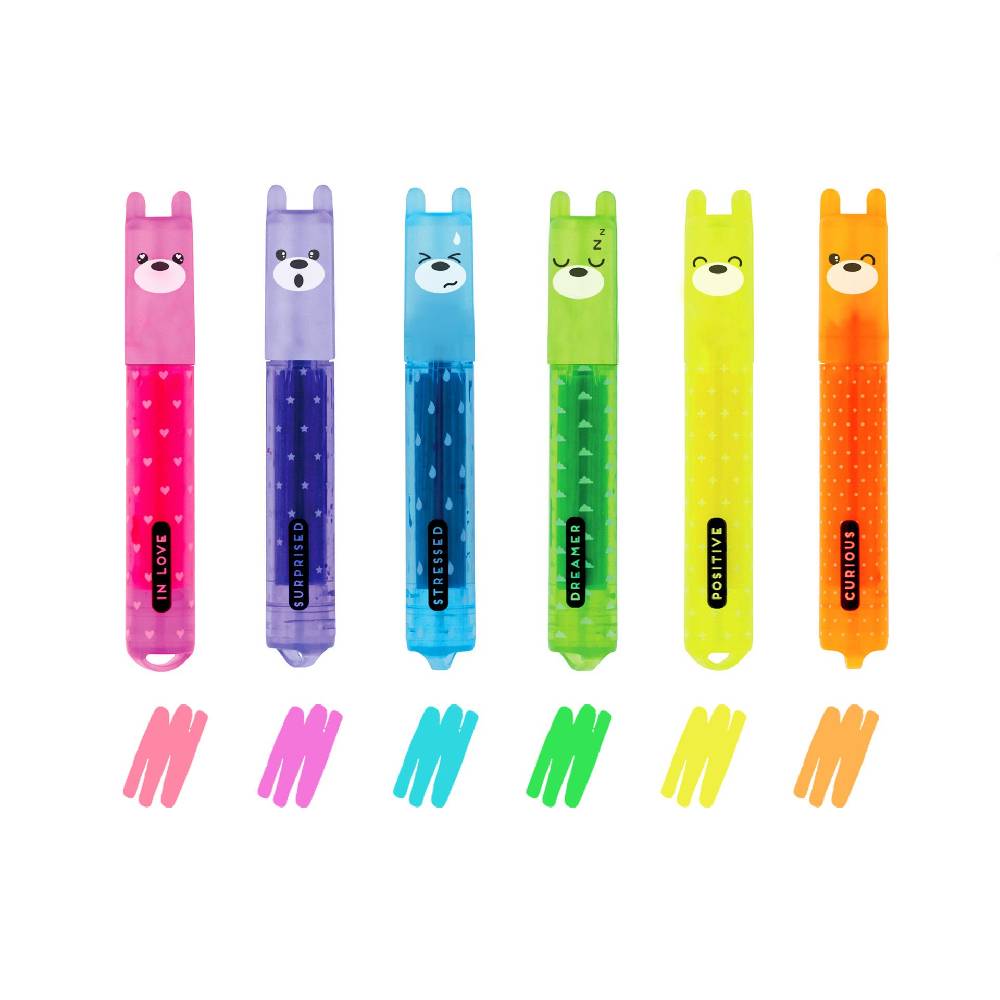 Legami Set di 6 Mini Evidenziatori - Teddy's Mood