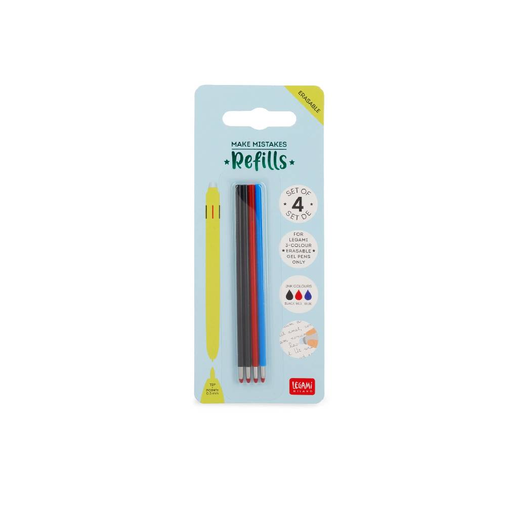 Legami Set di 4 Refill per Penna Gel Cancellabile 3 Colori Grandi sconti