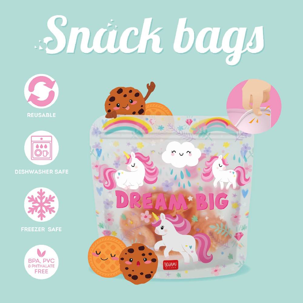 Legami Set di 3 Buste per Alimenti - Snack Bags Nuova