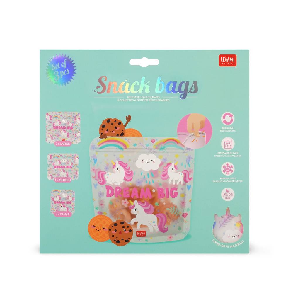 Legami Set di 3 Buste per Alimenti - Snack Bags Nuova