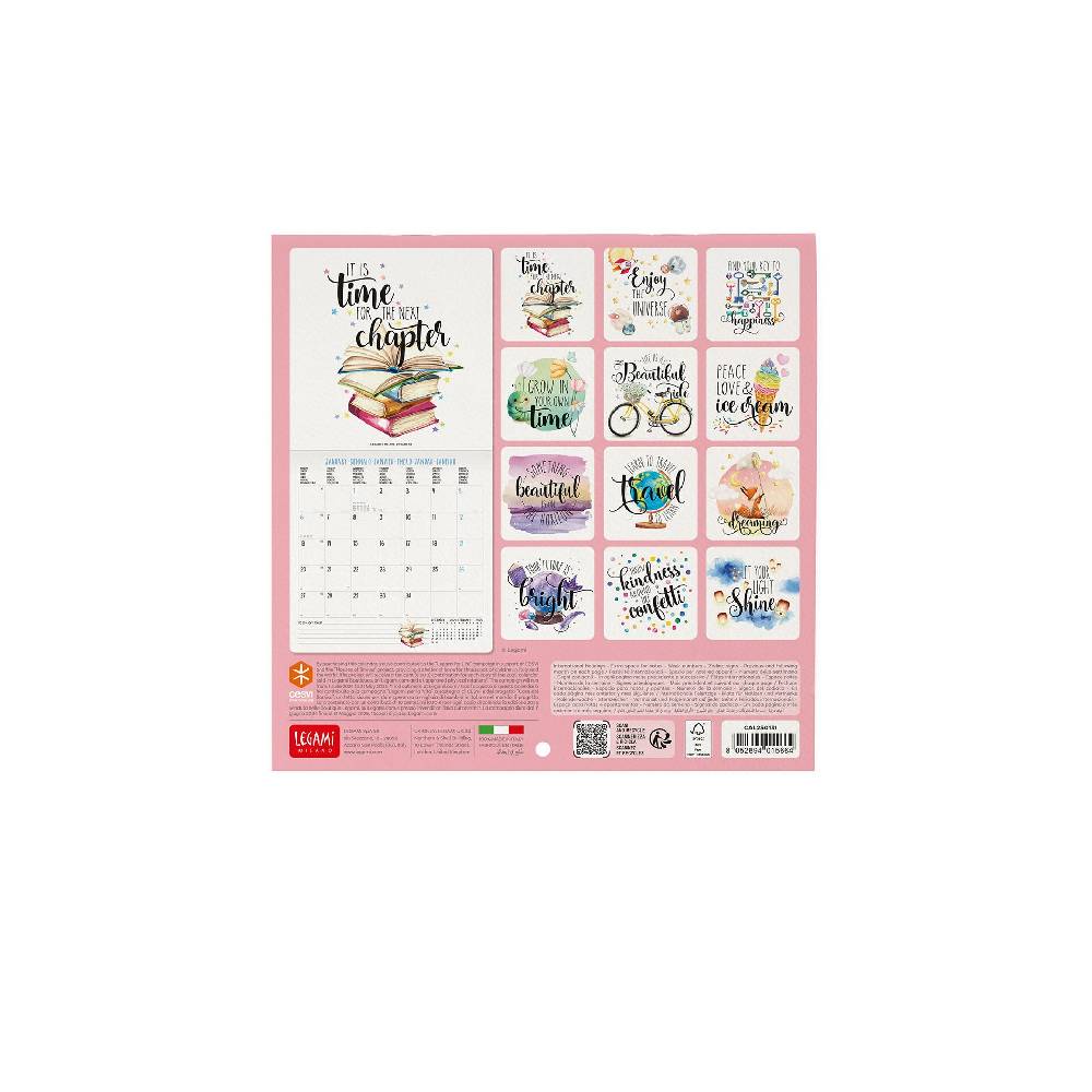 Legami Calendario da Parete 2025 - 18 x 18 cm Moda