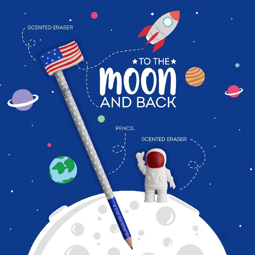 Legami Set di 2 Gomme e 1 Matita - To The Moon And Back Offerta Anniversario