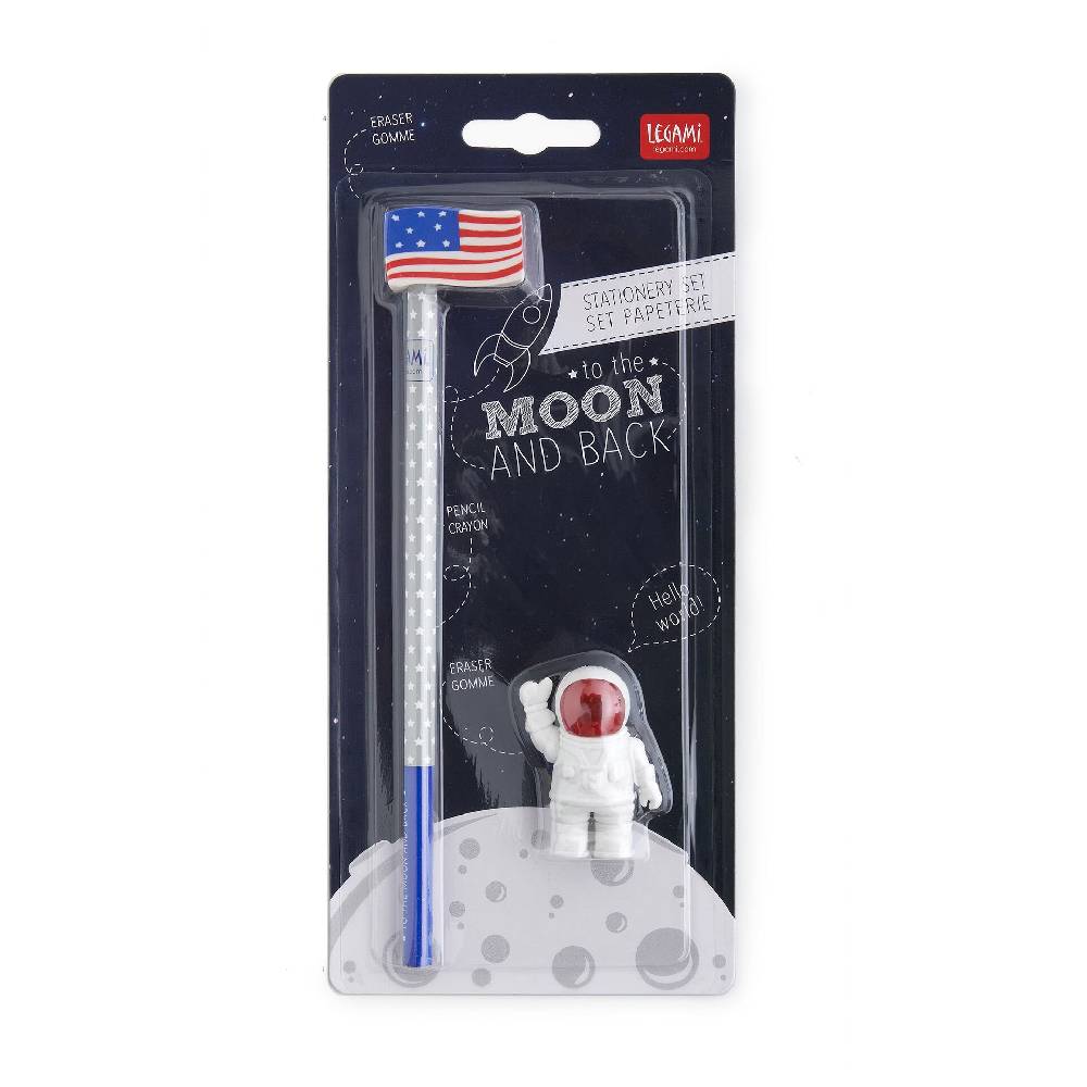 Legami Set di 2 Gomme e 1 Matita - To The Moon And Back Offerta Anniversario