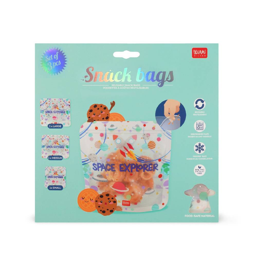 Legami Set di 3 Buste per Alimenti - Snack Bags Comprare a buon mercato