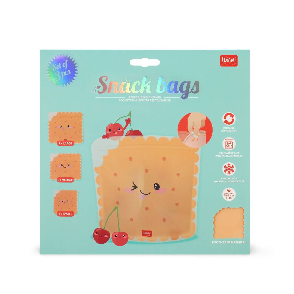 Legami Set di 3 Buste per Alimenti - Snack Bags Grande vendita