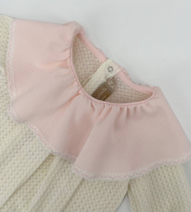 La Stupenderia PINK VOULANT NECK SWEATER OVERALL Vendita