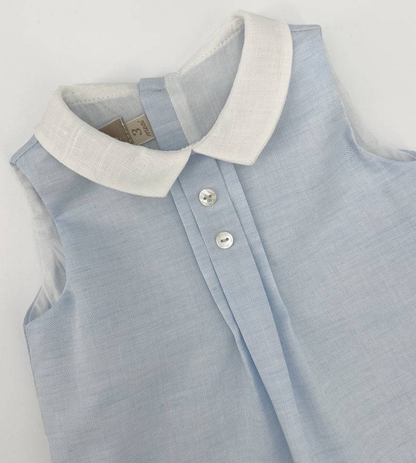 La Stupenderia BLUE LINEN ROMPER Prezzo Ridotto