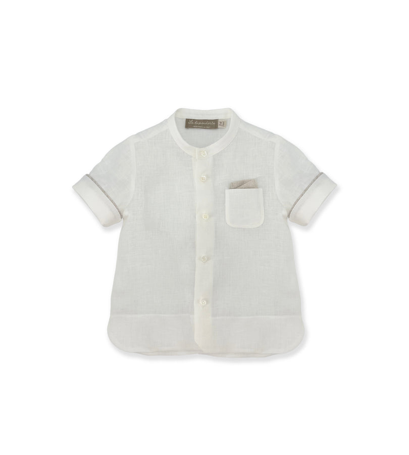 La Stupenderia CAMICIA LINO BIANCO Vendita Economica