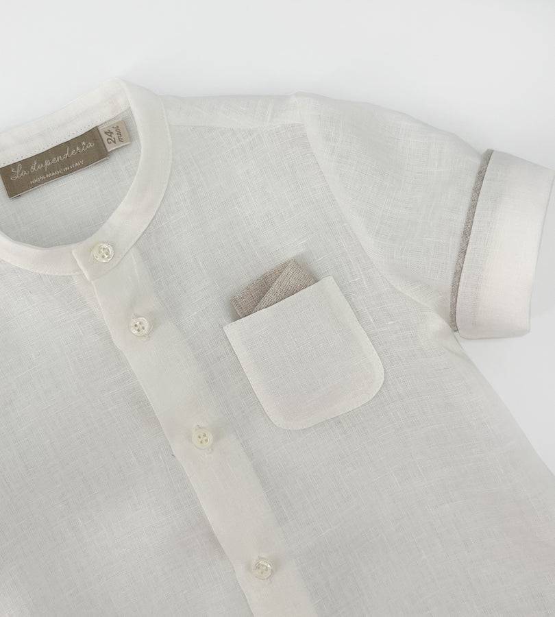 La Stupenderia CAMICIA LINO BIANCO Vendita Economica