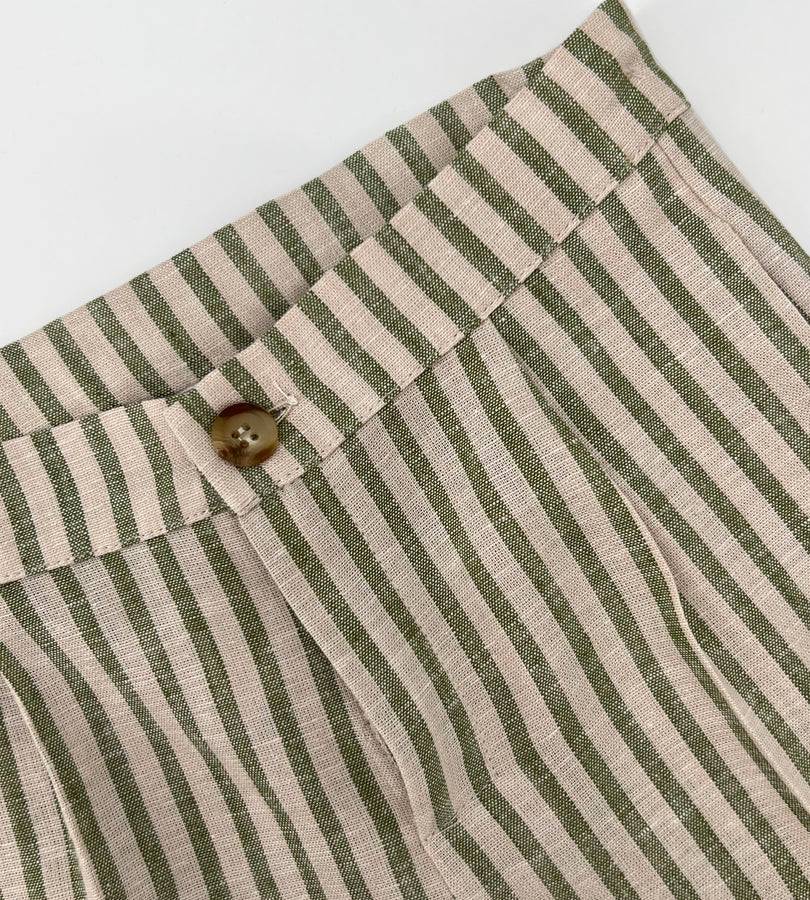 La Stupenderia BERMUDA A RIGHE VERDI E BEIGE Saldi Di Fabbrica