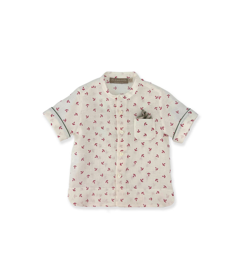 La Stupenderia CAMICIA LINO CON ANCORE ROSSE I Più Venduti