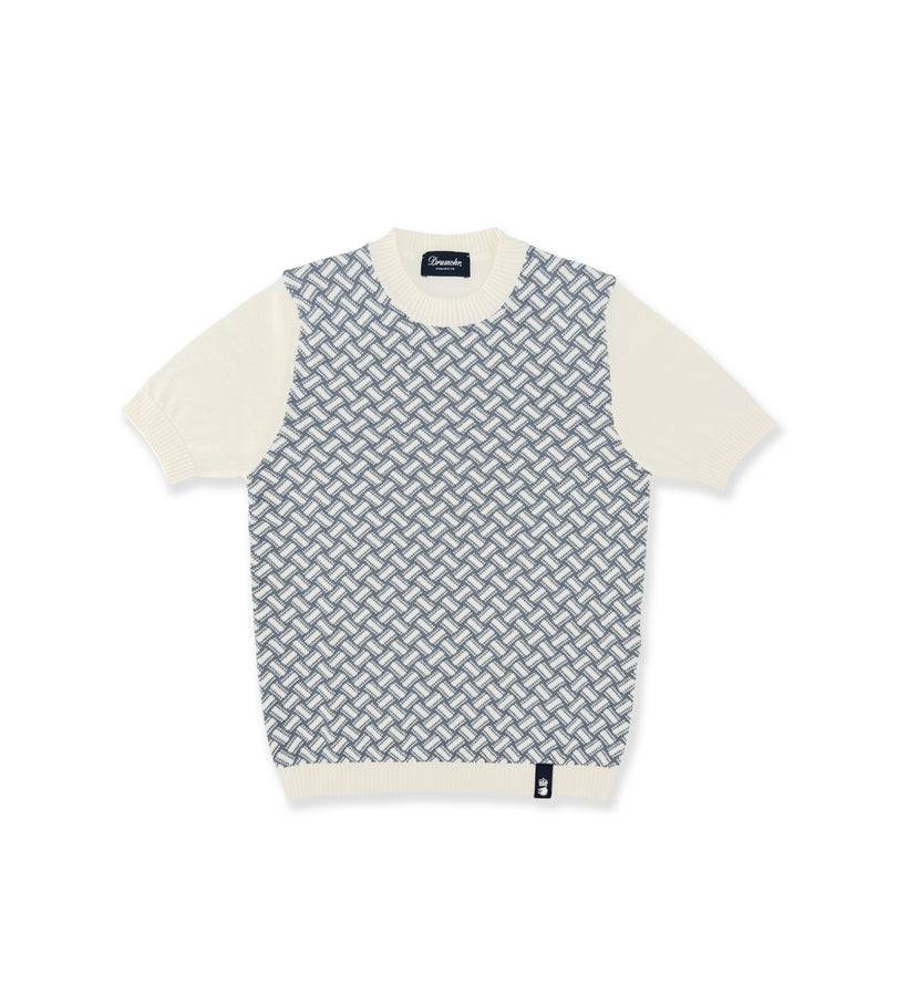 La Stupenderia WHITE AND BLUE KNIT SWEATER Italia