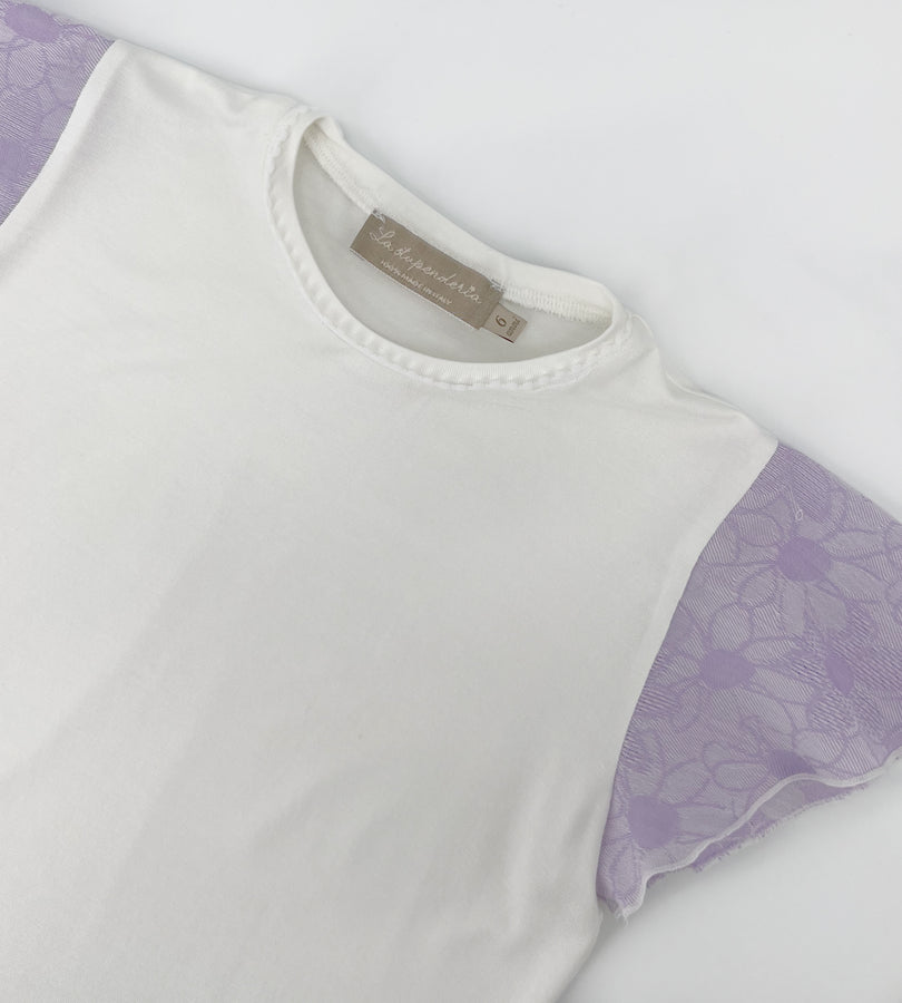 La Stupenderia WHITE AND LILAC T-SHIRT Pezzi Unici