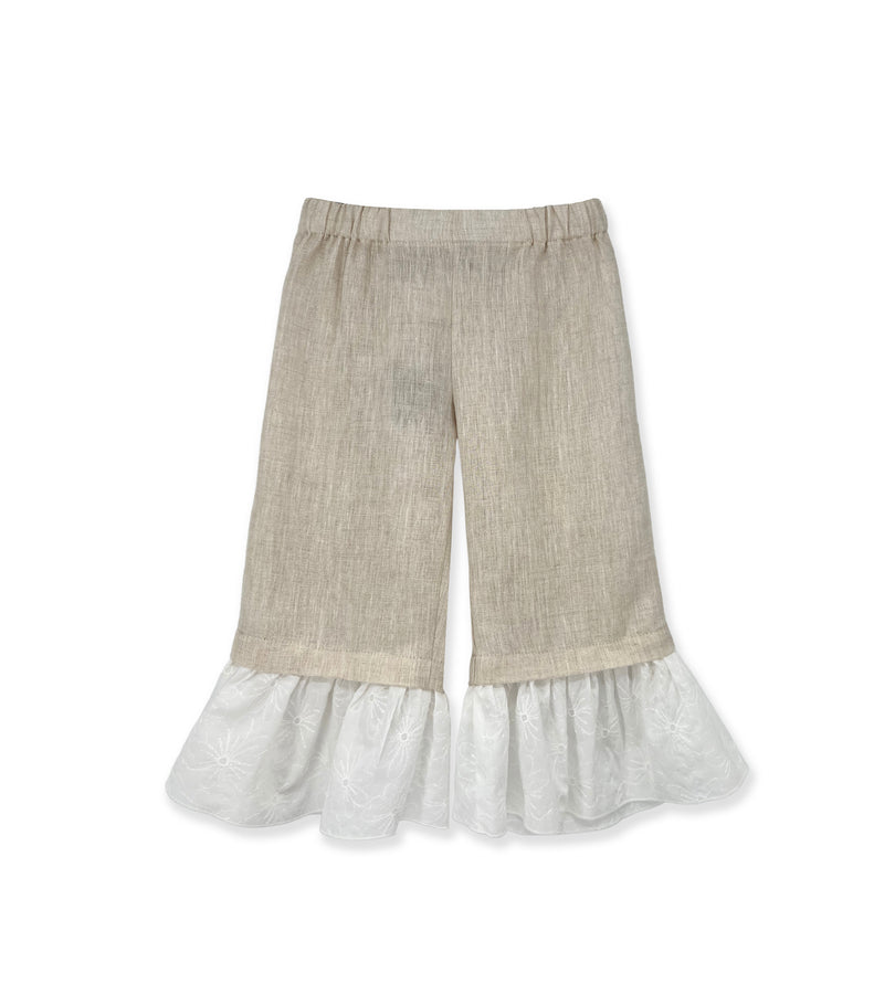 La Stupenderia BEIGE LINEN CAPRI PANTS Black Friday