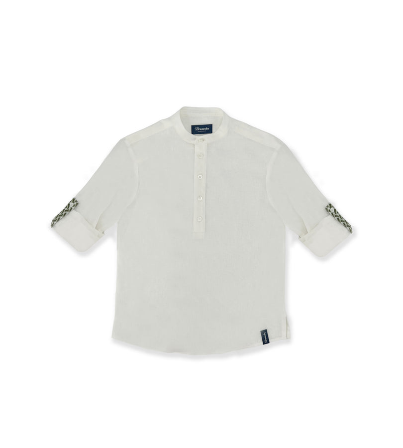 La Stupenderia WHITE LINEN POLO SHIRT Nuova