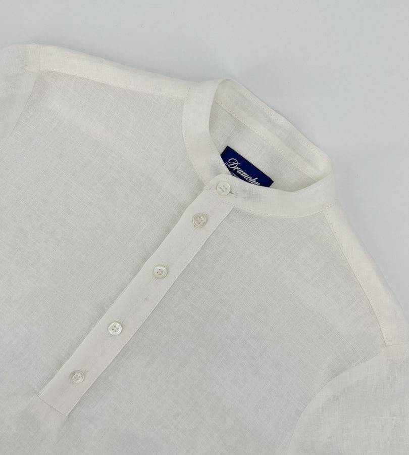La Stupenderia WHITE LINEN POLO SHIRT Nuova
