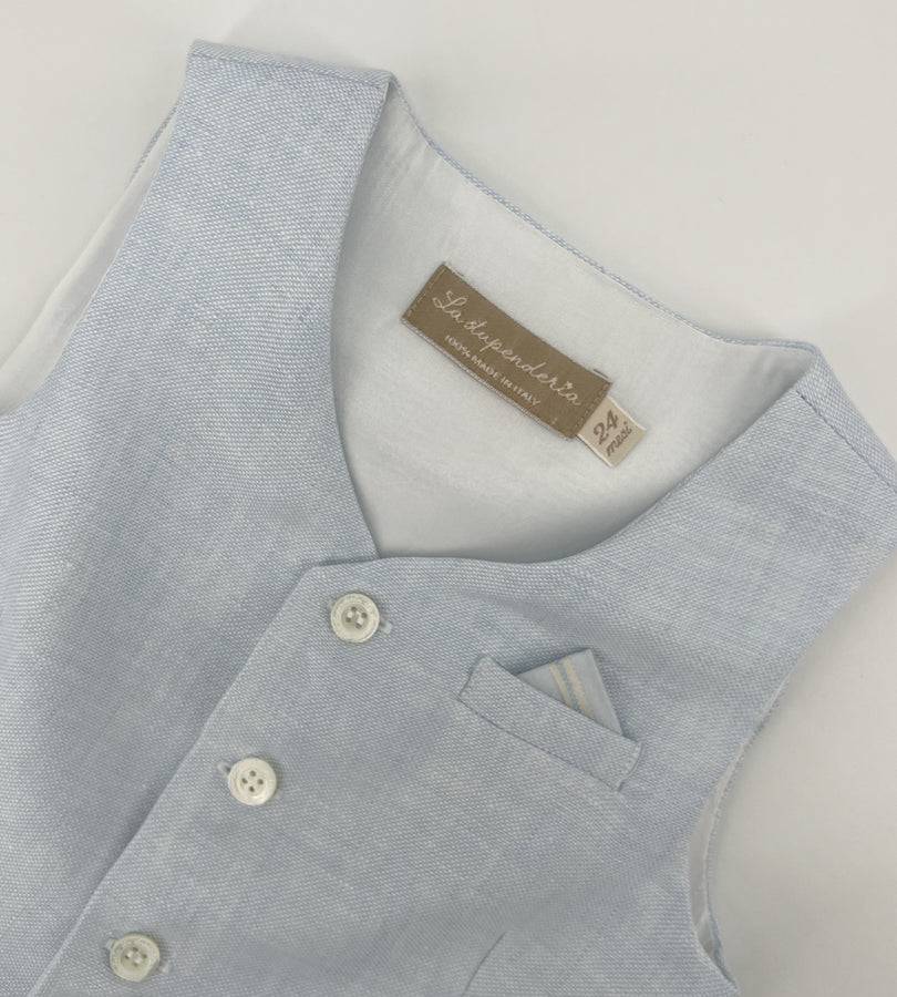 La Stupenderia LIGHT BLUE LINEN VEST Promozione Limitata