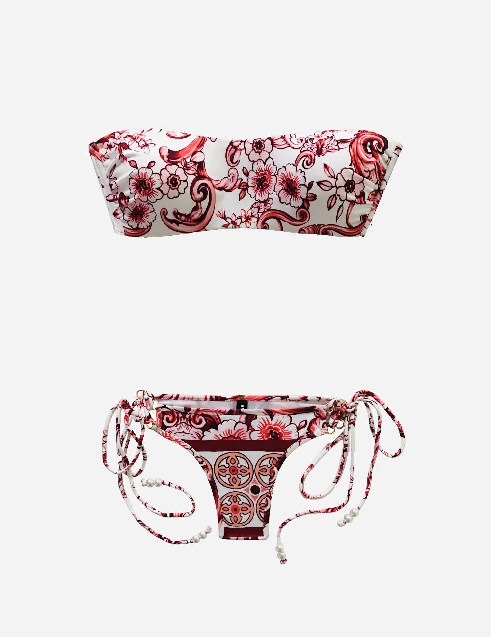 Nadia Guidi 18.b CAPRI Bikini Fascia Strings Corallo Presa
