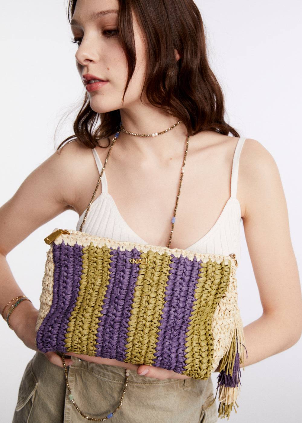Nalí NANA POUCH IN RAFFIA + COLORS In Vendita