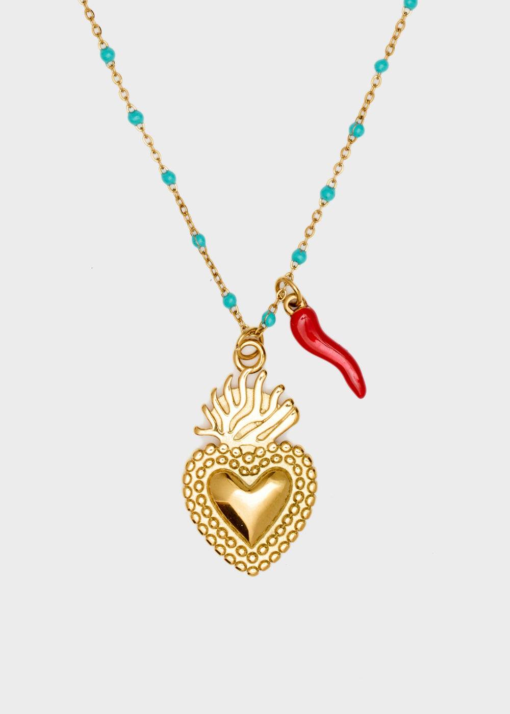 Nalí NINA NECKLACE W/ HEART+HORN + COLORS Offerta