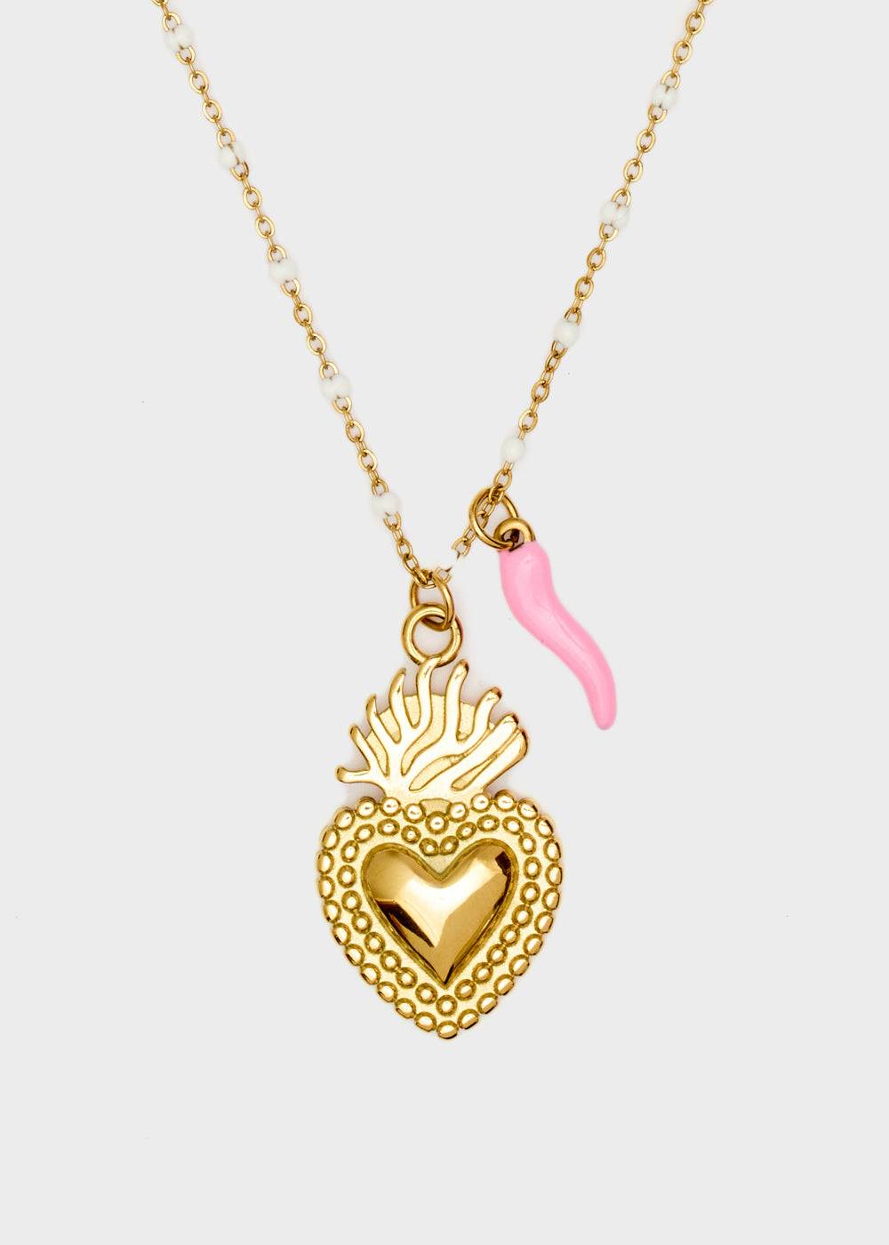 Nalí NINA NECKLACE W/ HEART+HORN + COLORS Offerta