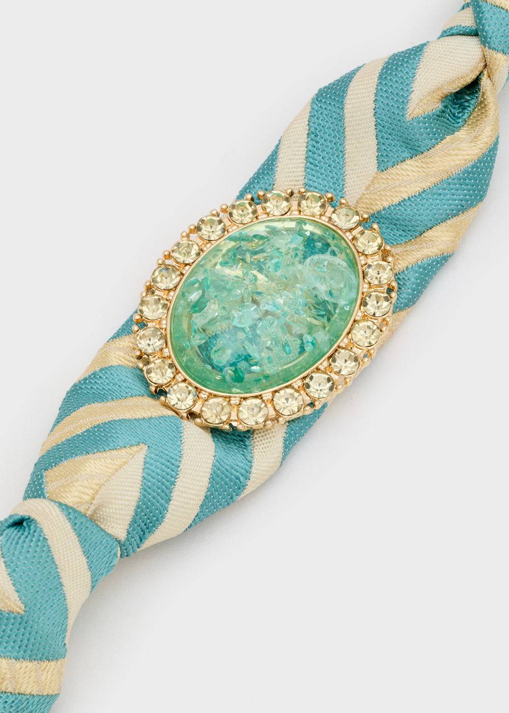 Nalí FABRIC L.BLUE BRACELET W/ OVAL STONE Saldi Di Fabbrica