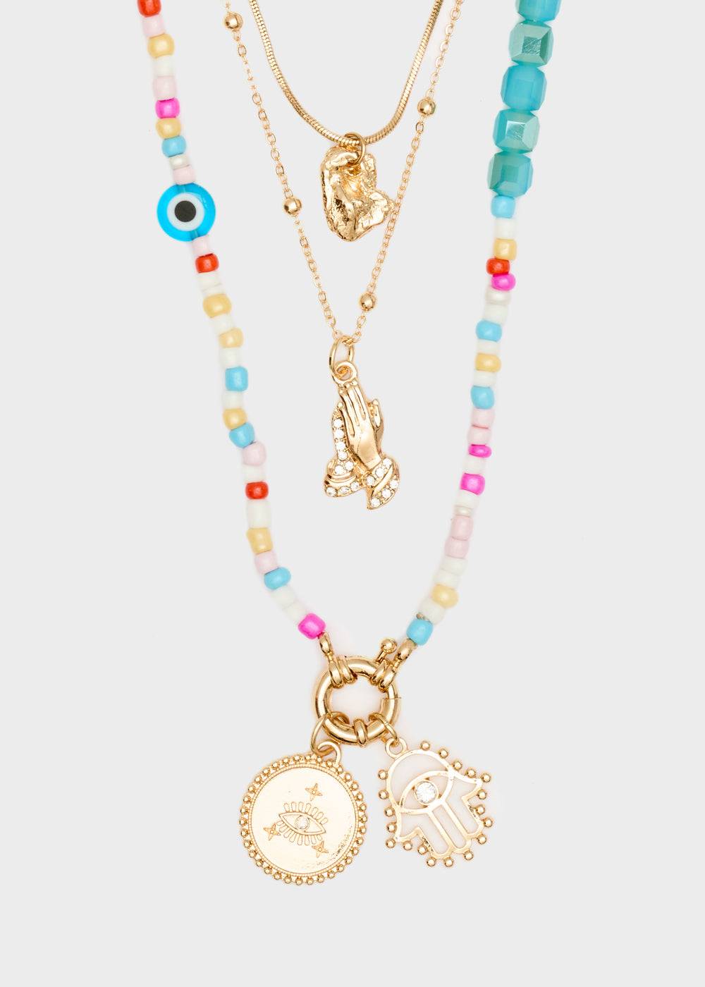 Nalí NECKLACE W/ PINK BEADS AND PENDANTS Vendite Flash