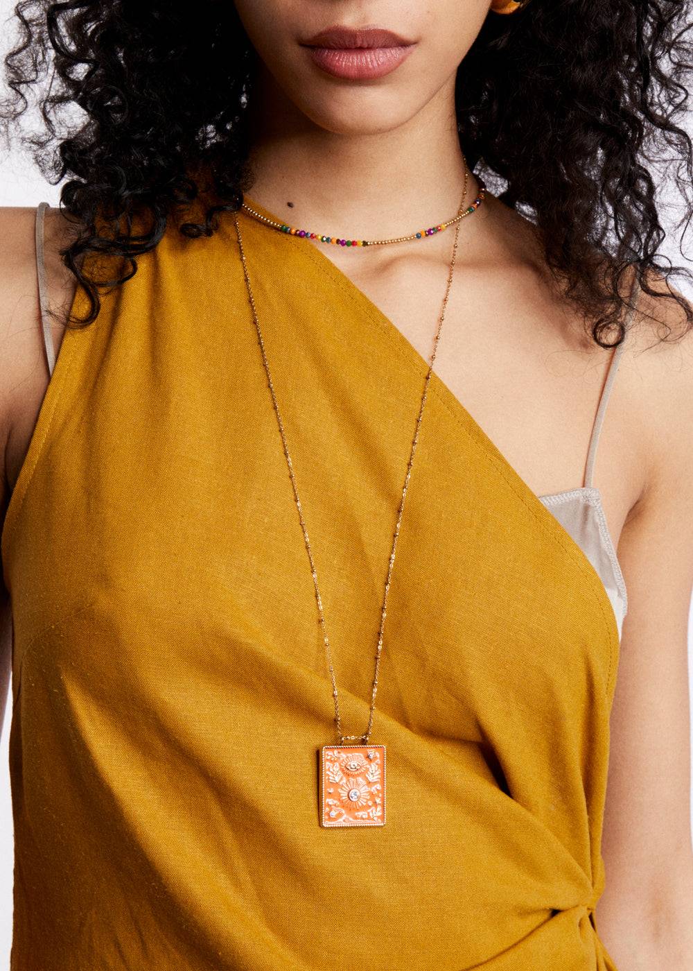 Nalí S.STEEL SOLE BIG NECKLACE GOLD + COLORS Italia