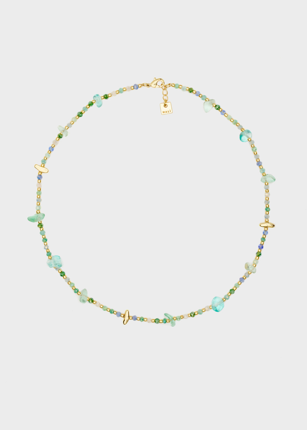 Nalí NECKLACE W/ GREEN+GOLD STONES Spedizione Gratuita
