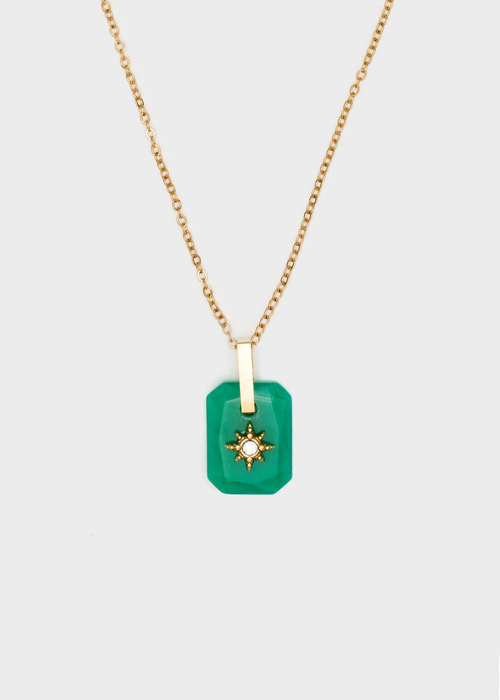 Nalí GOLD NECKLACE W/ GREEN STONE PENDANT Soddisfazione Garantita