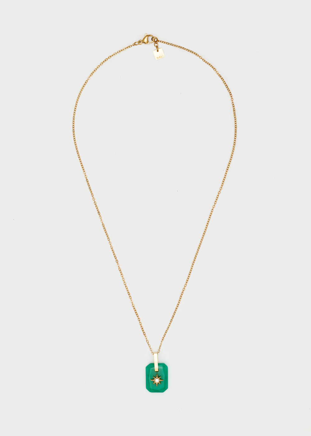 Nalí GOLD NECKLACE W/ GREEN STONE PENDANT Soddisfazione Garantita