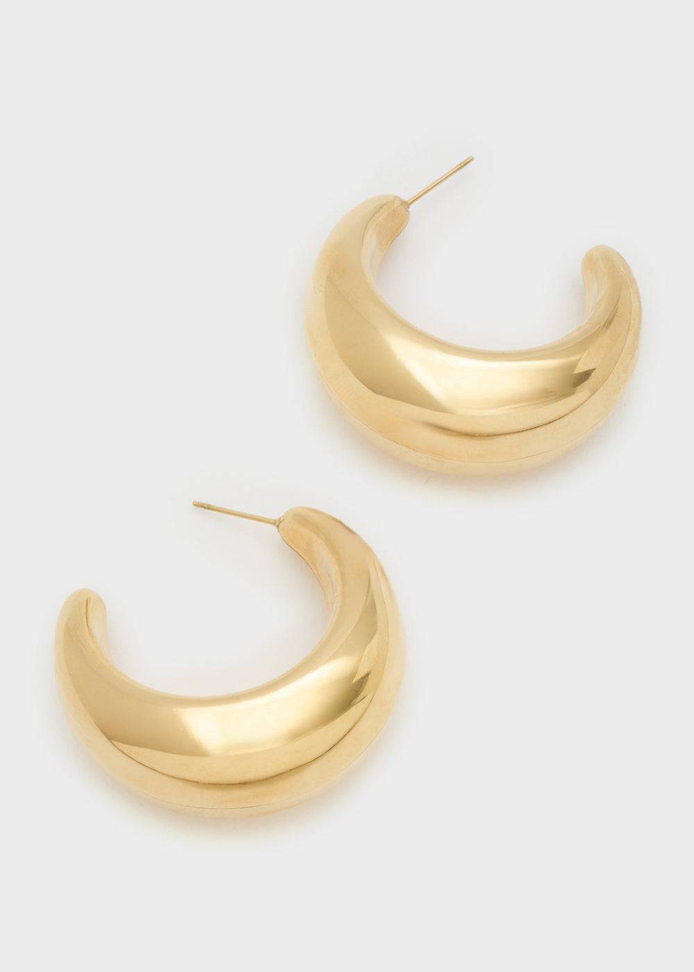 Nalí CHUNKY HALF MOON EARRINGS 14KT GOLD PLAT Consegna Veloce