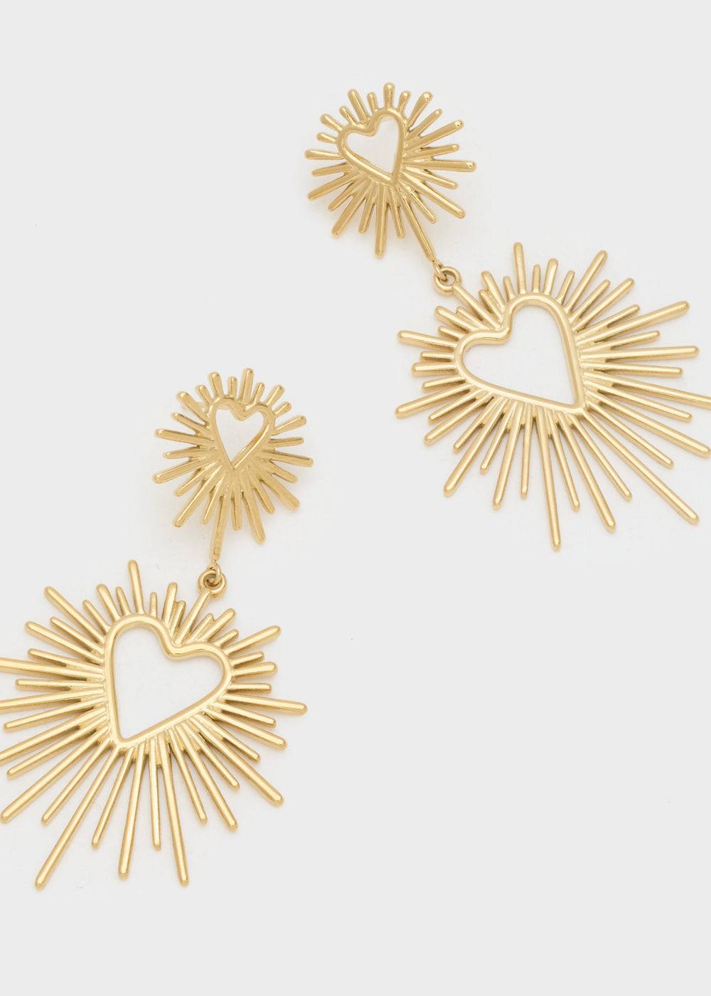 Nalí S.STEEL GOLD HEART EARRINGS WITH RAYS Promozione Limitata