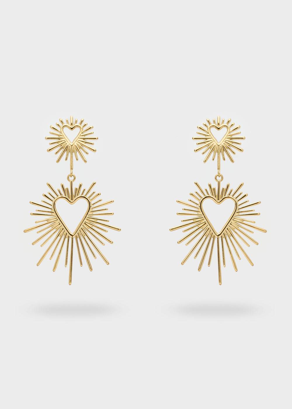 Nalí S.STEEL GOLD HEART EARRINGS WITH RAYS Promozione Limitata