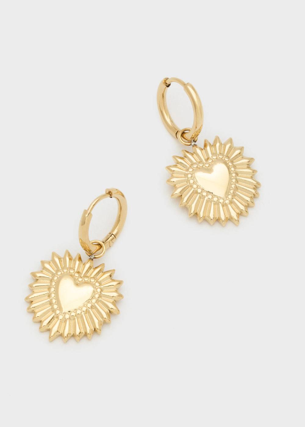 Nalí S.STEEL HOOP EARRINGS W/ GOLD SACRED HEARTS Fino Al -60%