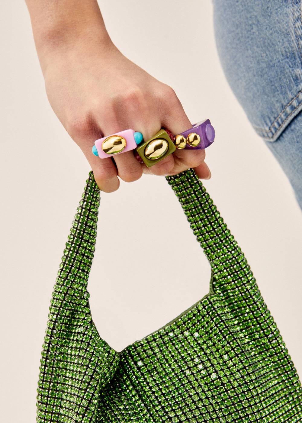 Nalí SUNNY ROUNDED RING IN GREEN RESIN Outlet