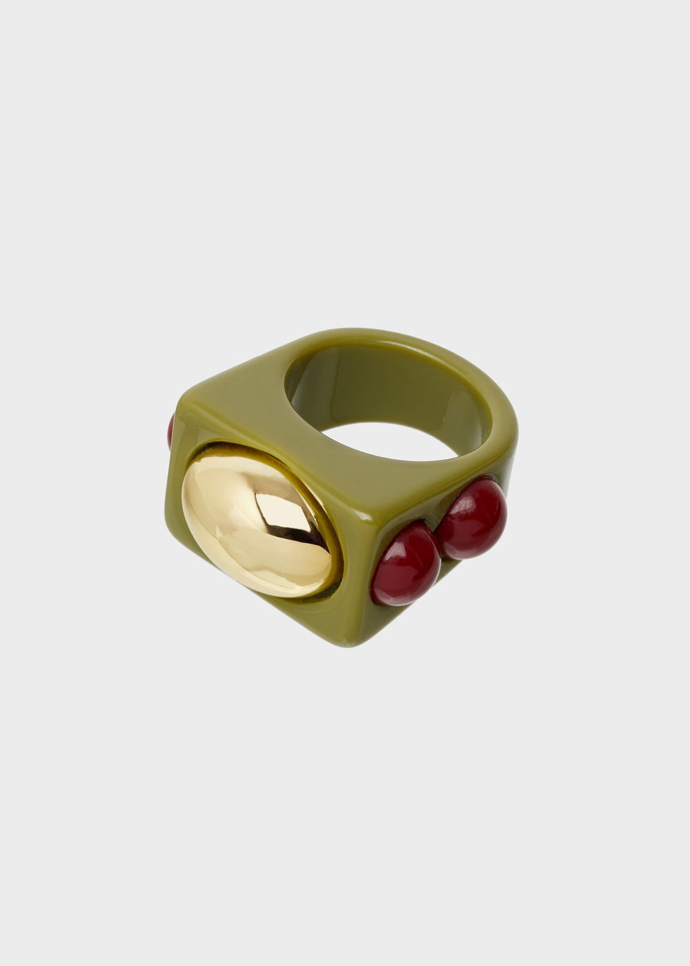 Nalí SUNNY ROUNDED RING IN GREEN RESIN Outlet