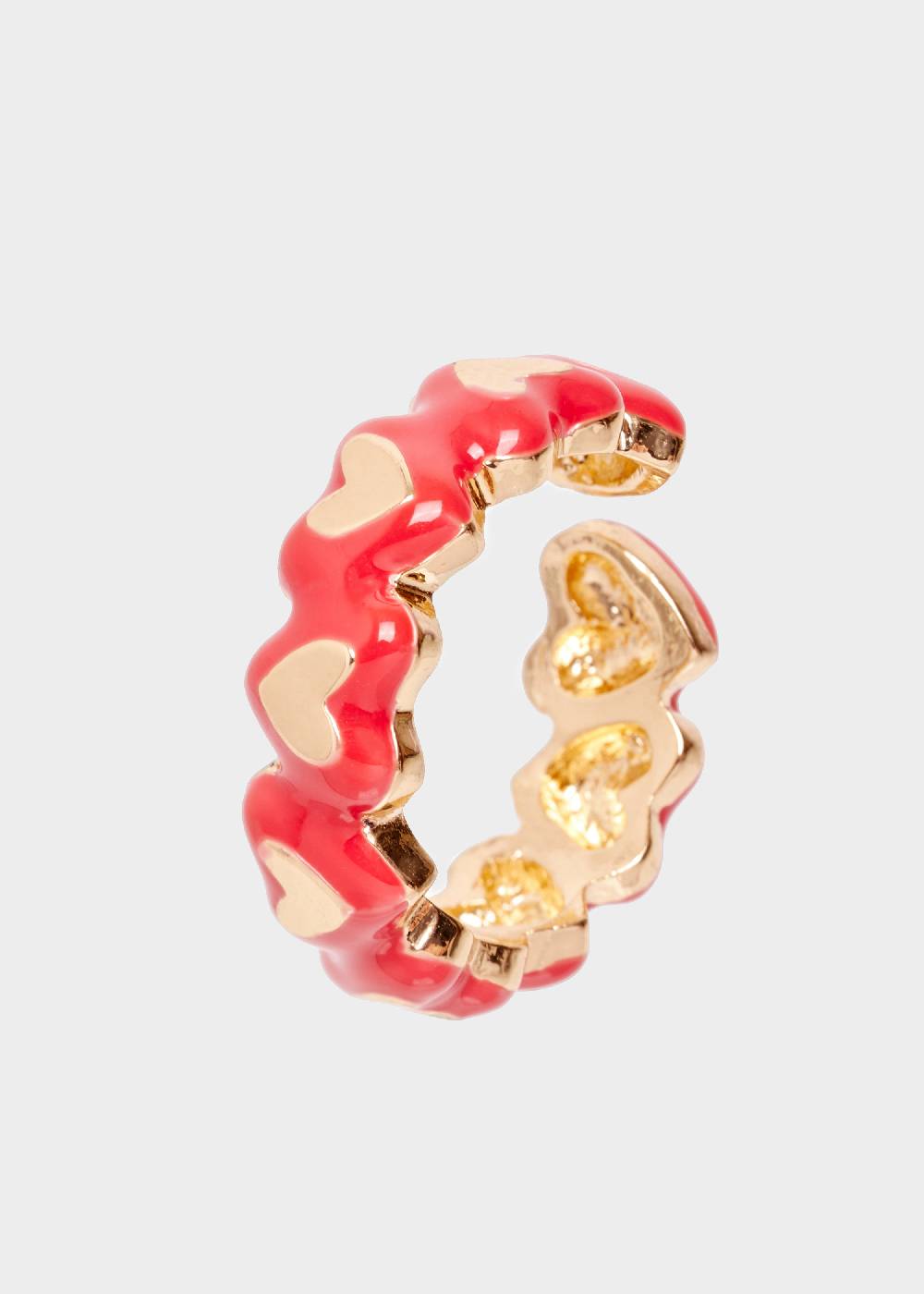 Nalí DELFI ENAMEL HEART RING IN RED Vendita Calda