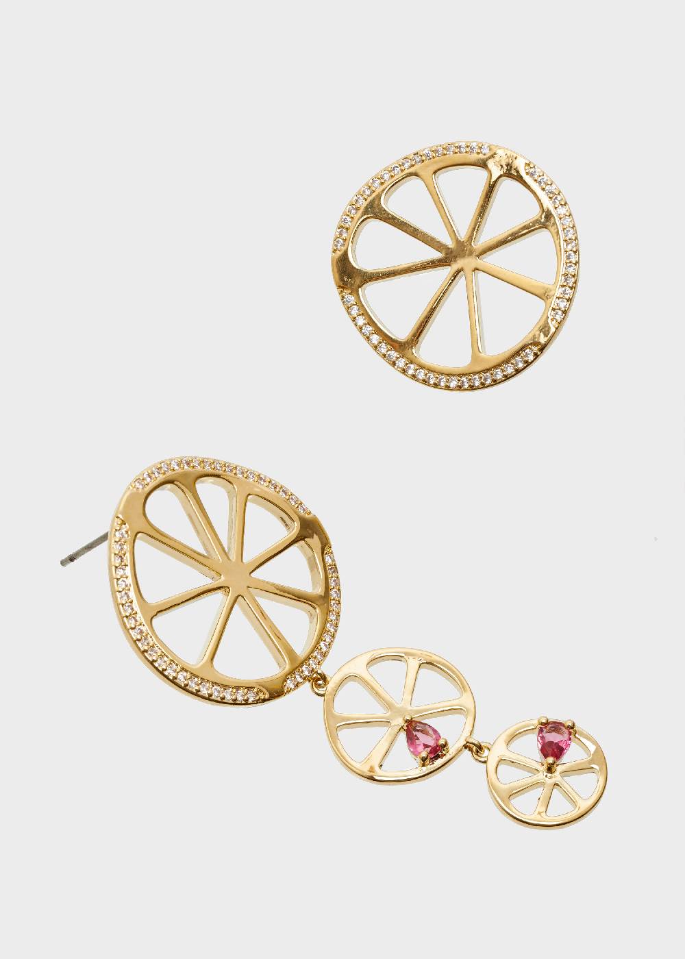 Nalí 14K GOLD PLATED WHEEL EARRINGS W/ ZIRCONS Vendita Economica