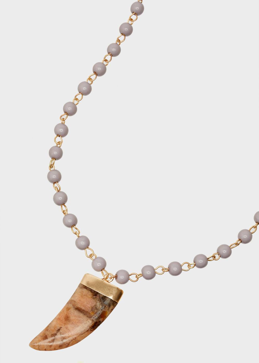 Nalí LONG NECKLACE W/ GRAY SPHERES AND HORN CHARM 2025