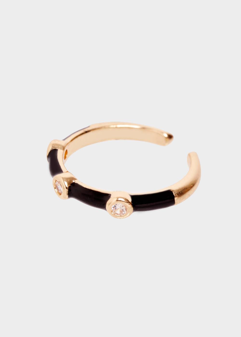 Nalí DEVON ENAMEL RING BLACK WITH ZIRCONS Italy