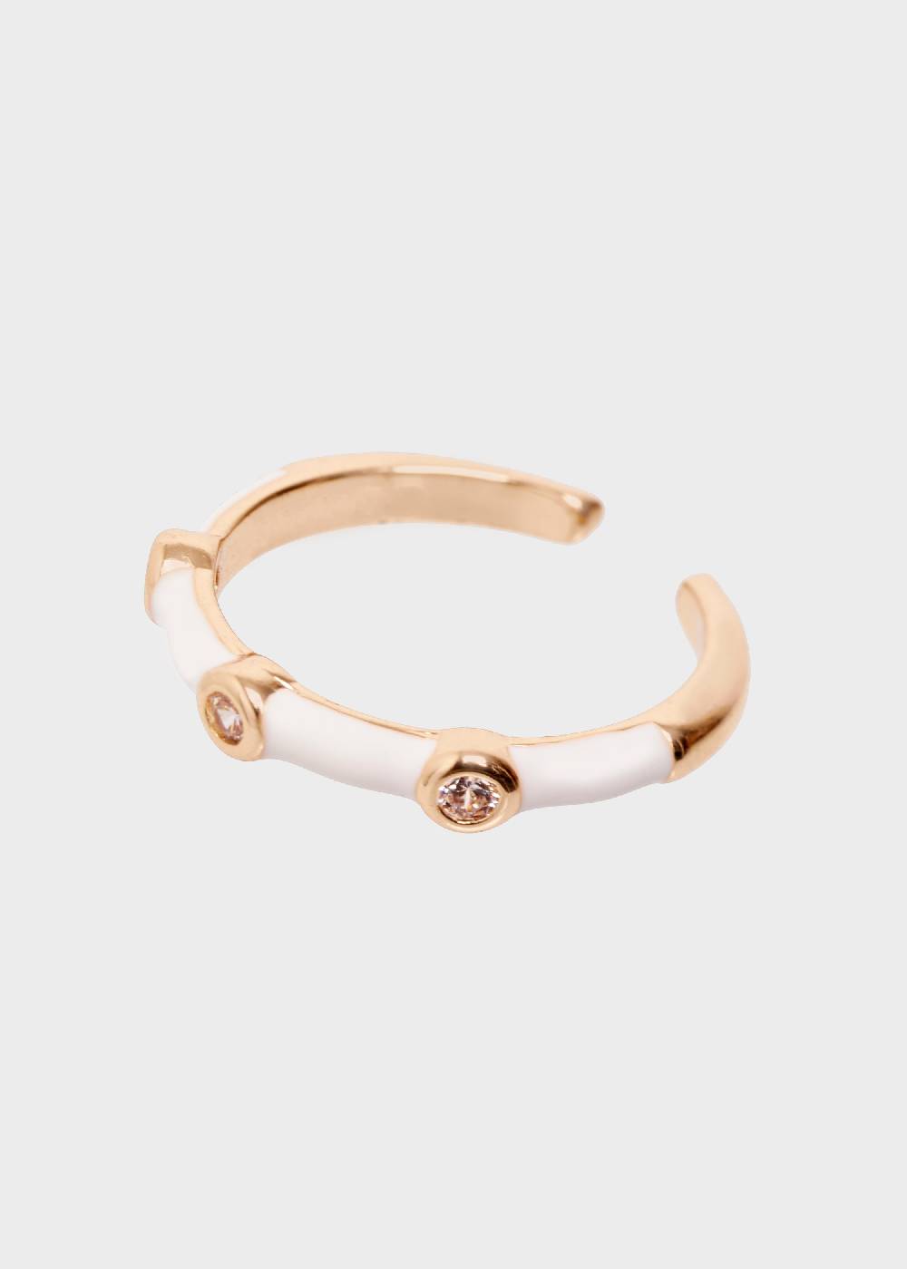 Nalí DEVON ENAMEL RING WHITE WITH ZIRCONS In Linea