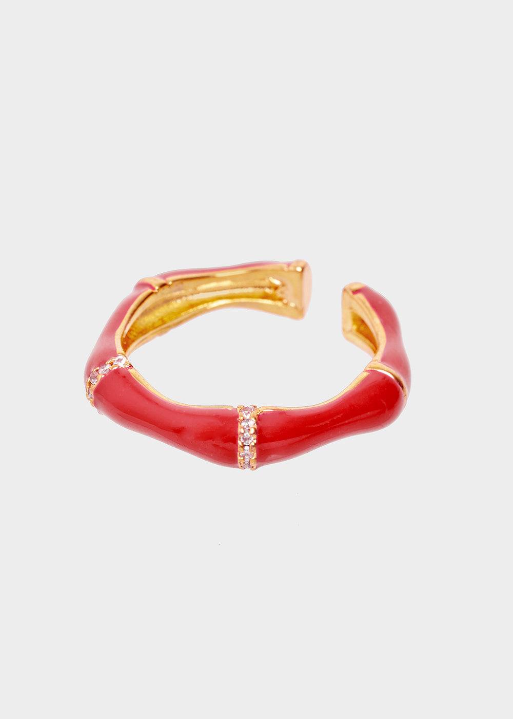 Nalí MERY ENAMEL RING FUSHIA WITH CRYSTALS Consegna Veloce