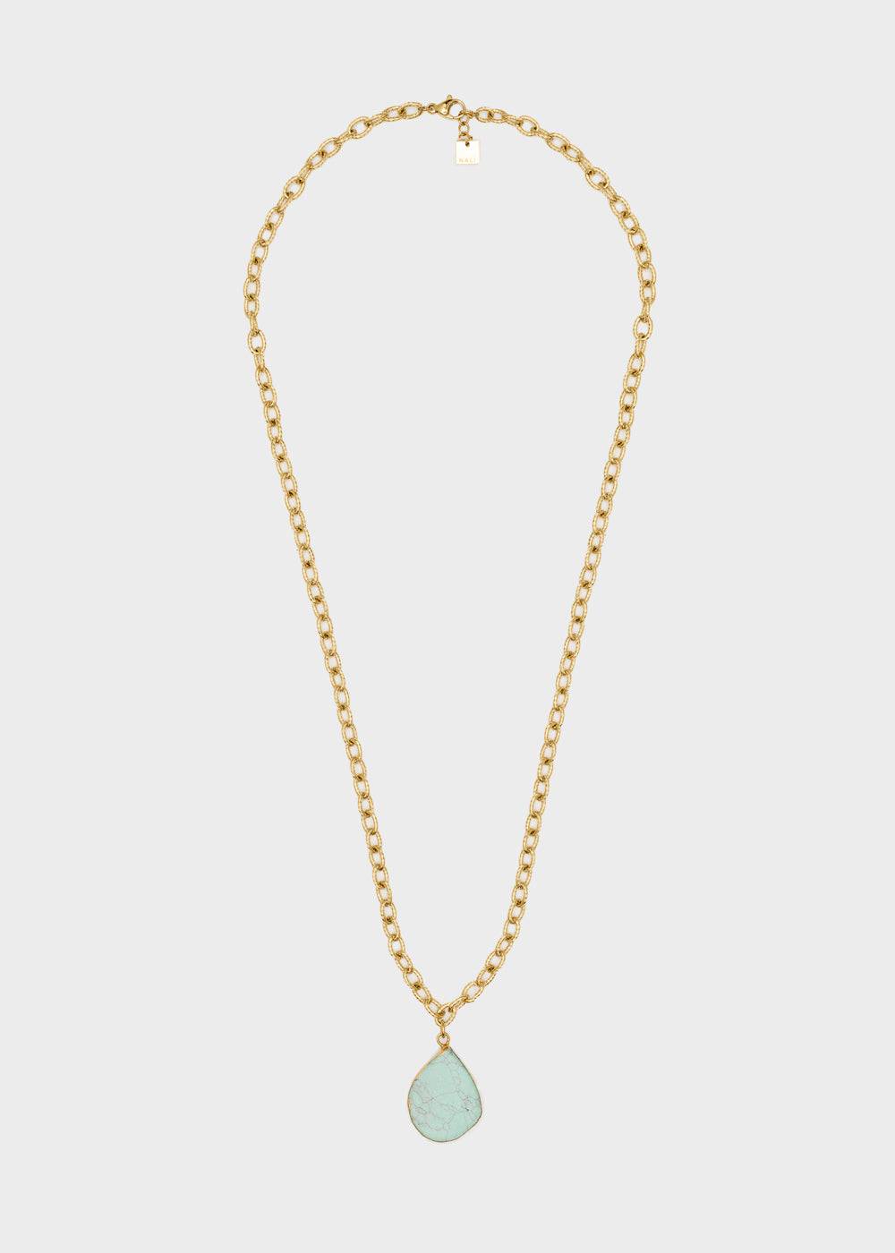 Nalí S.STEEL NECKLACE W/ L.BLUE NAT. STONE Prezzo Ridotto