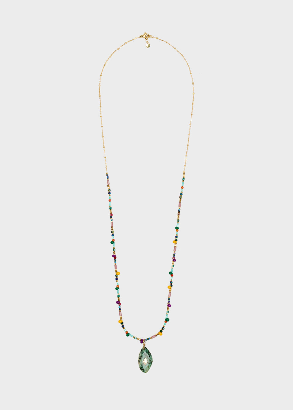 Nalí S.STEEL NECKLACE W/ GREEN NAT. STONE Offerta